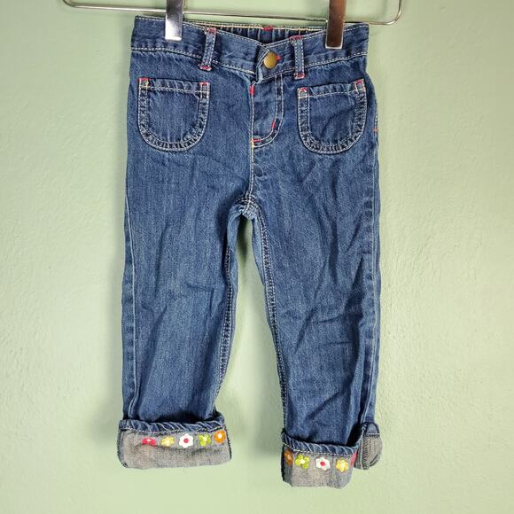 Gymboree Girl's Fall Homecoming Outlet Embroidered Flower Jeans Size 18-24M - Picture 1 of 4